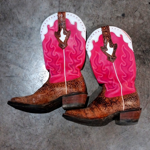 Pink and brown cowboy boots.  Size 6.5 - Picture 3 of 3